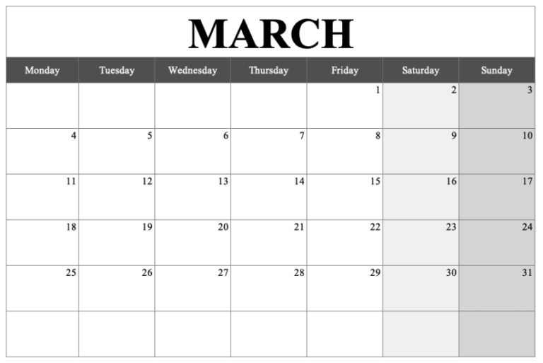 printable calendar templates for mac